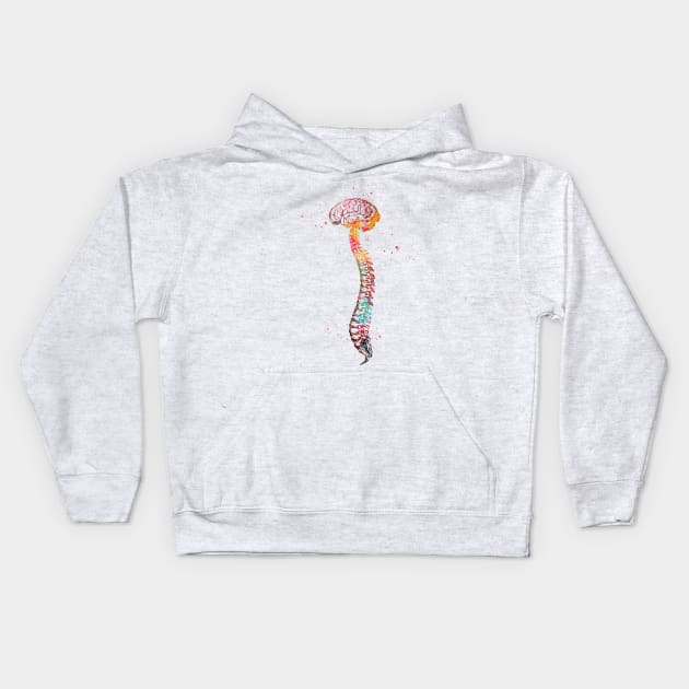 Human Spine with Brain Kids Hoodie by erzebeth